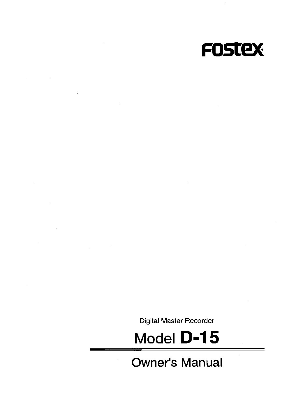 Fostex D-15 User Manual
