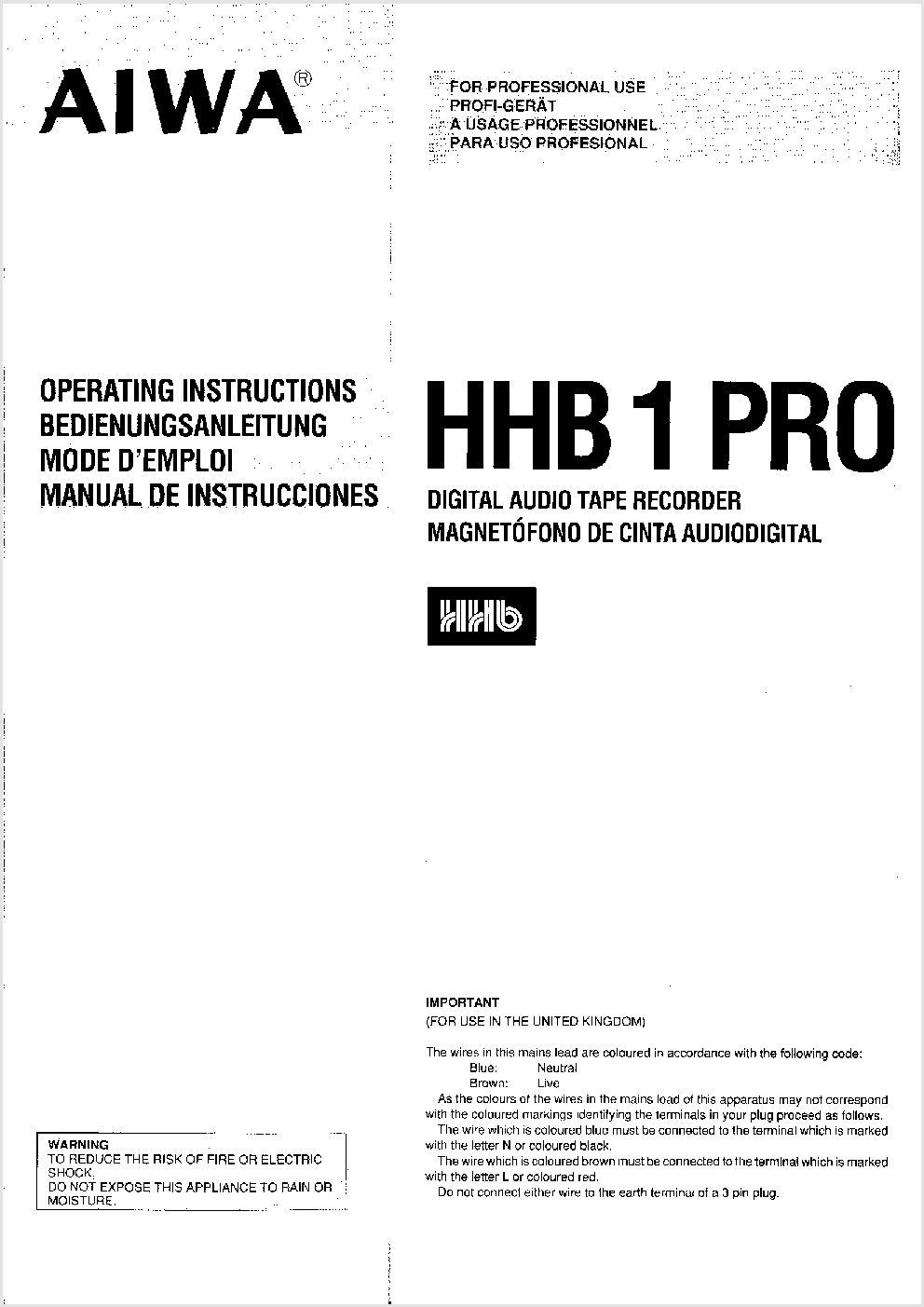 HHB Aiwa HHB 1 PRO User Manual