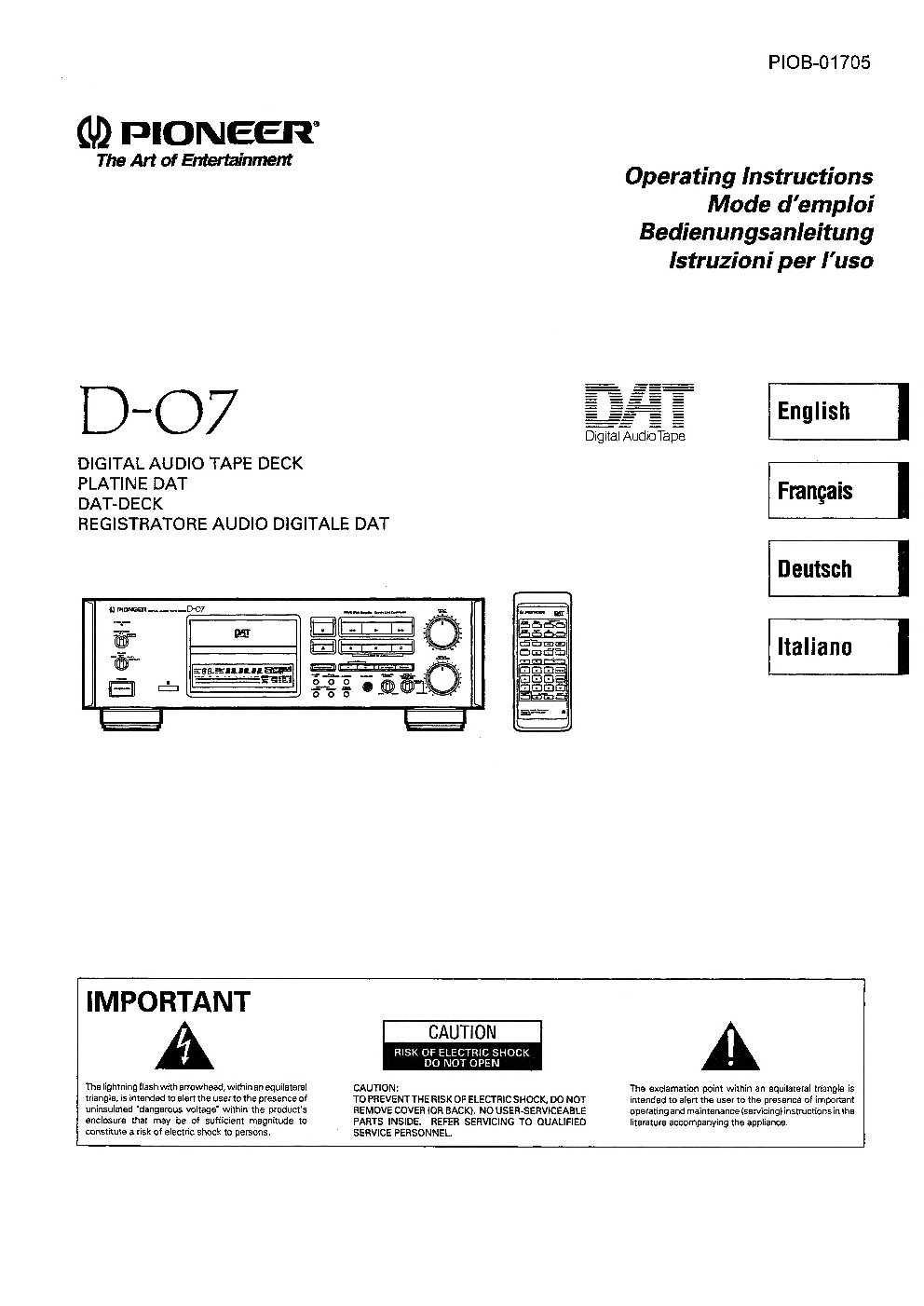 Pioneer D-07 User Manual