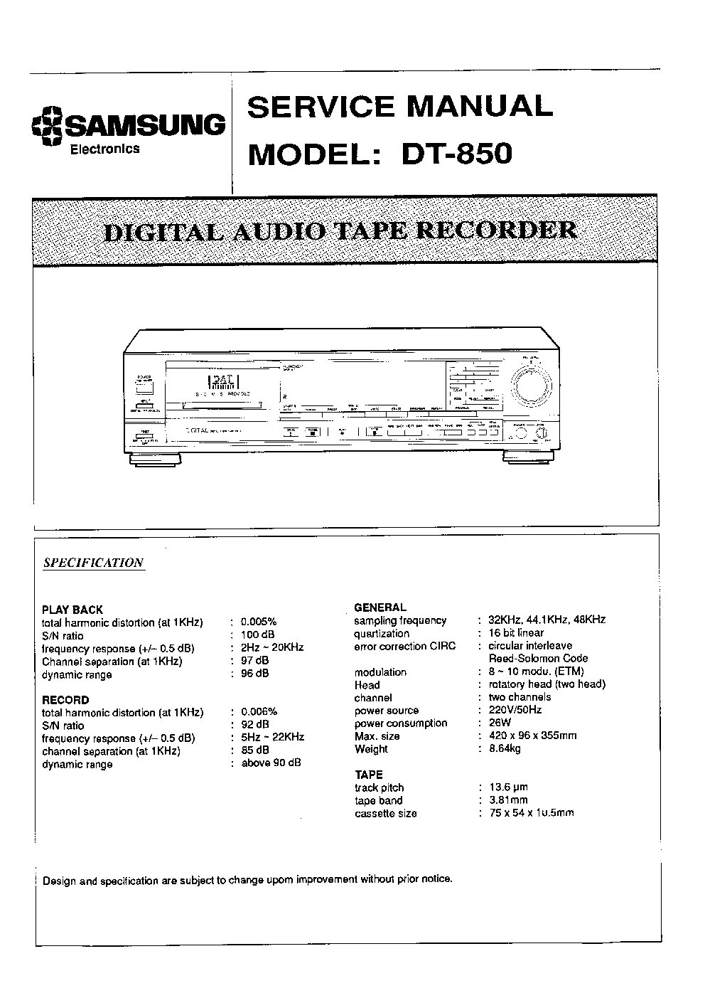 Samsung DT-850 Service Manual