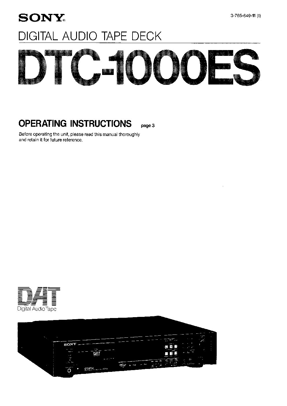Sony DTC-1000ES User Manual