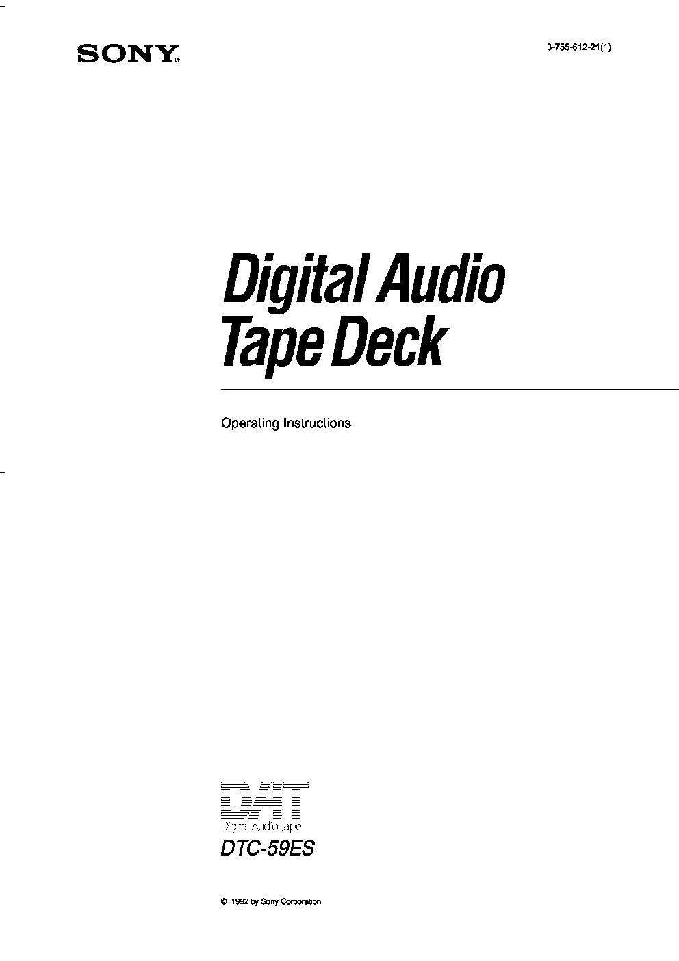 Sony DTC-59ES User Manual