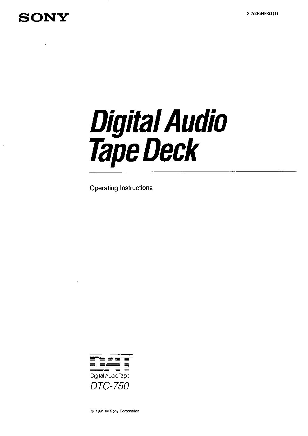 Sony DTC-750 User Manual