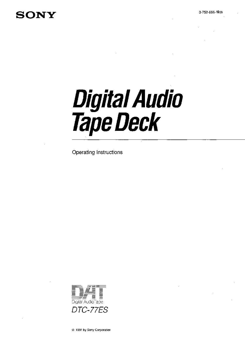 Sony DTC-77ES User Manual