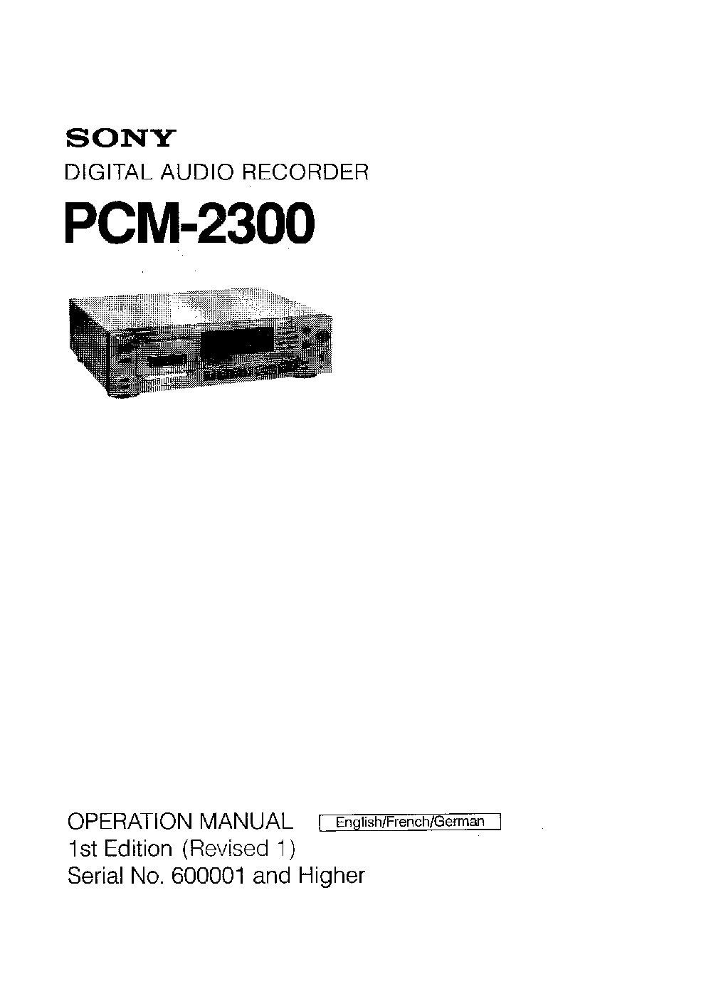 Sony PCM-2300 User Manual
