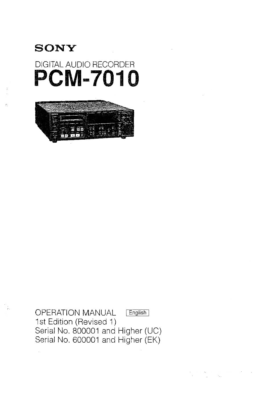 Sony PCM-7010 User Manual
