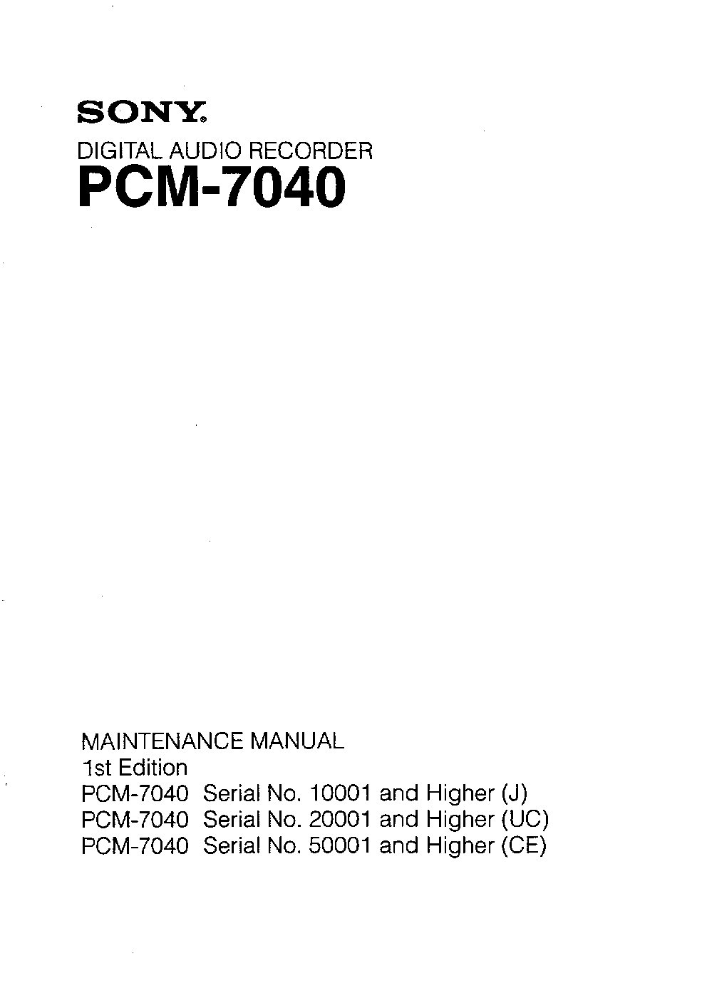 Sony PCM-7040 Service Manual