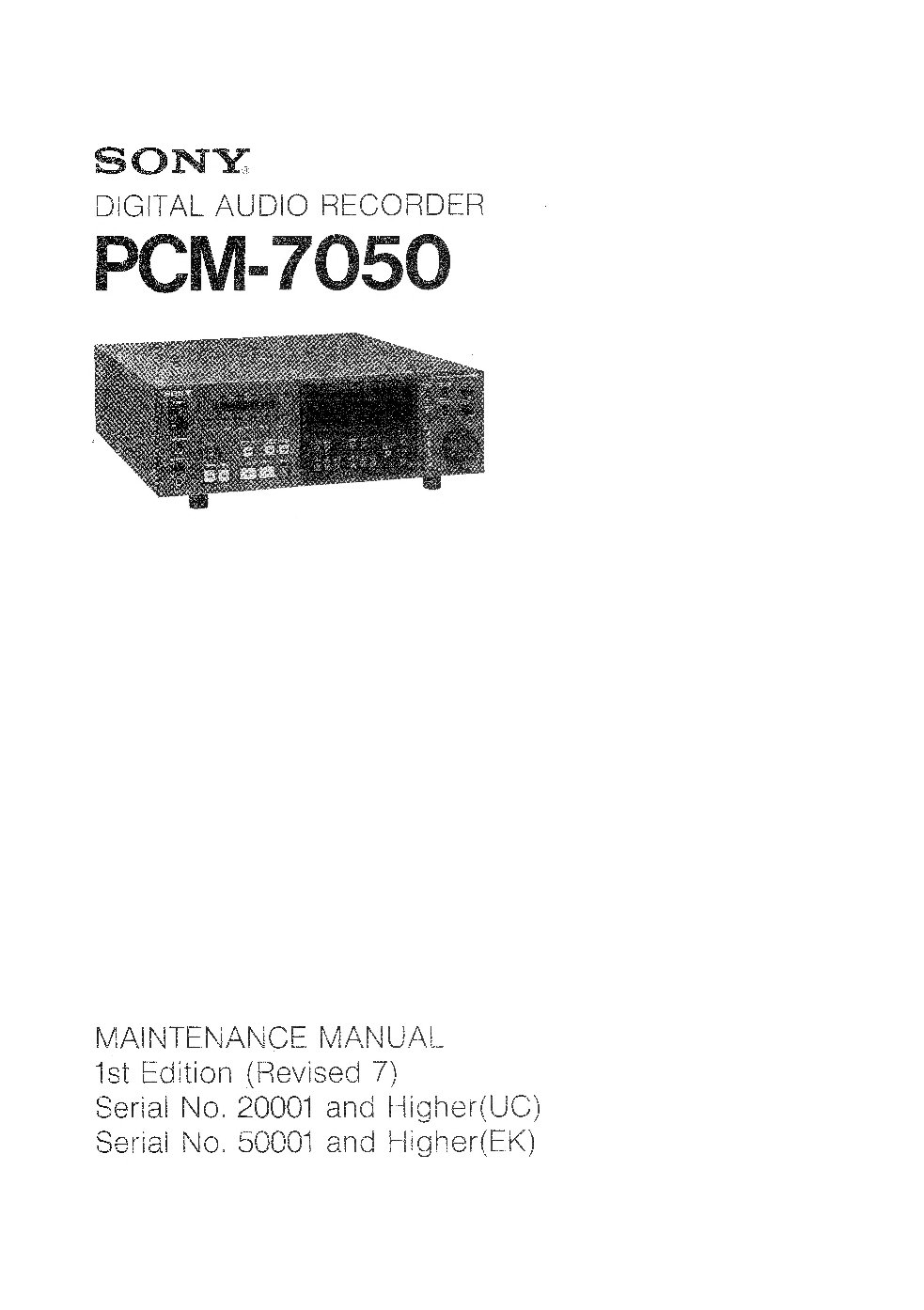 Sony PCM-7050 Service Manual