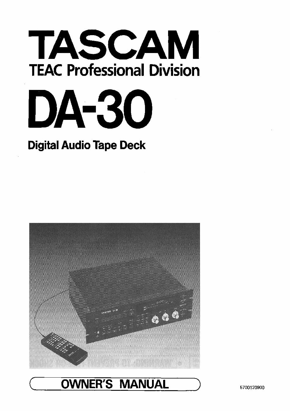 Tascam DA-30 User Manual