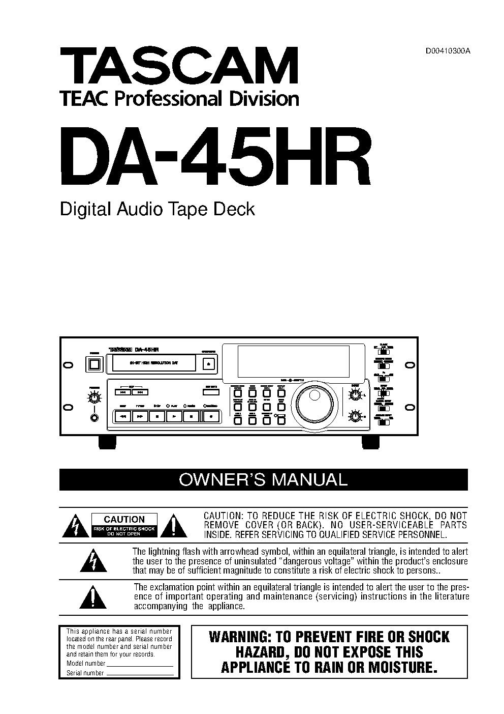 Tascam DA-45HR User Manual