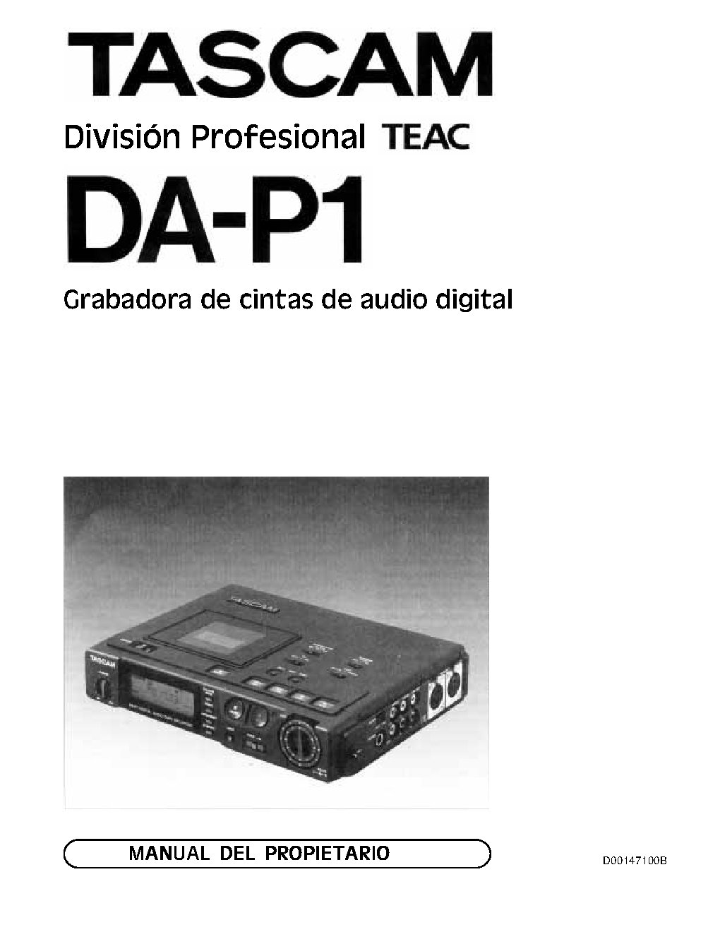 Tascam DA-P1 User Manual